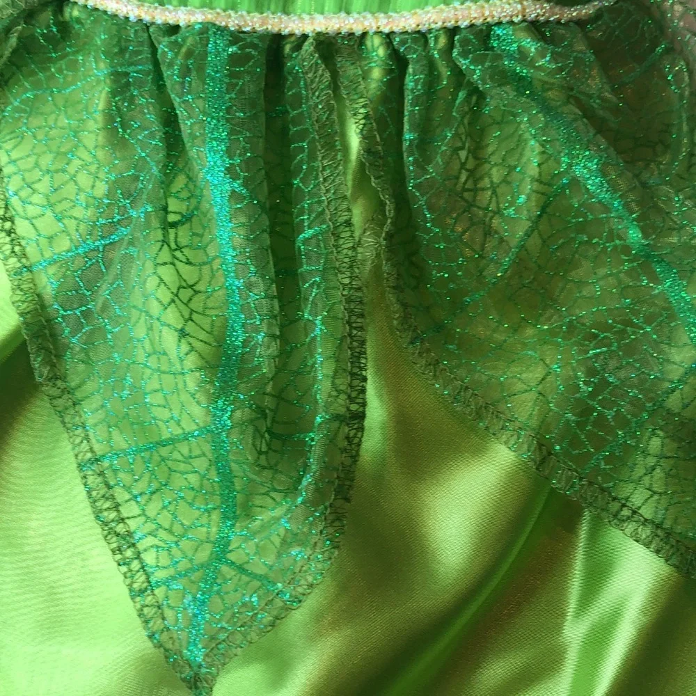 Disney Tinker Bell Lime Green Halloween Costume Dress Girls Small 4-6x NWOT